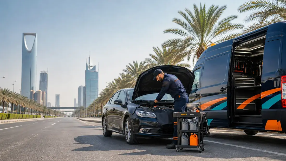 تغيير زيت متنقل في الرياض مع فحص سوائل السيارة