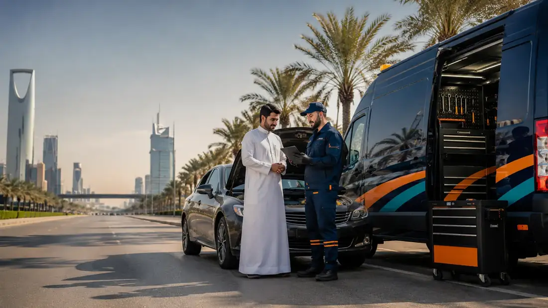 تصليح سيارات متنقل في الرياض مع شرح العطل للعميل